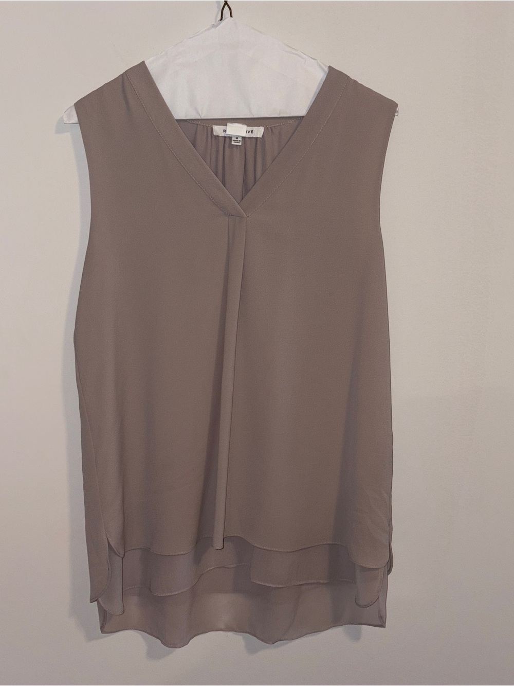 Rose & Olive Taupe Layered V-Neck Sleeveless Tank